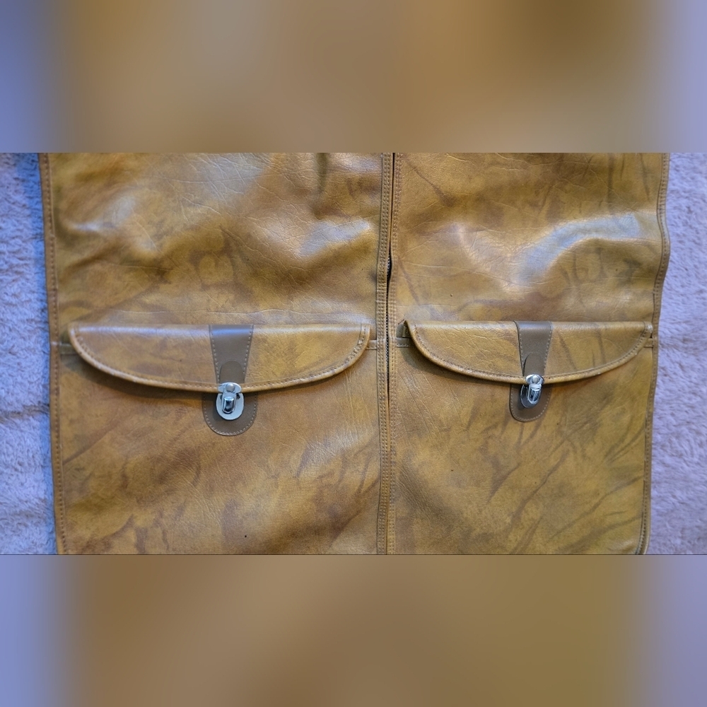 American Tourister Vintage Hanging Travel Bag Faux Leather Tan - Picture 5 of 11